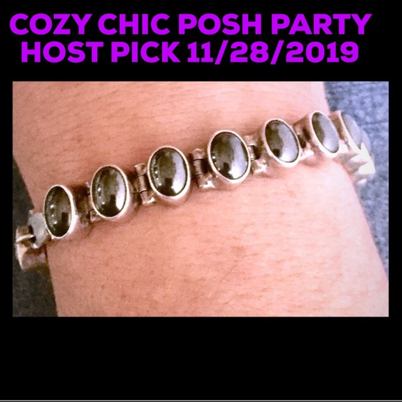 Vintage Jewelry - Vintage Acleoni Hematite Sterling Silver Bracelet